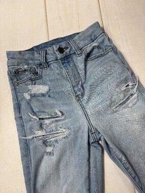 American Eagle Curvy Hi-Rise Jegging Distressed Jeans Womens Size 0 Light Denim